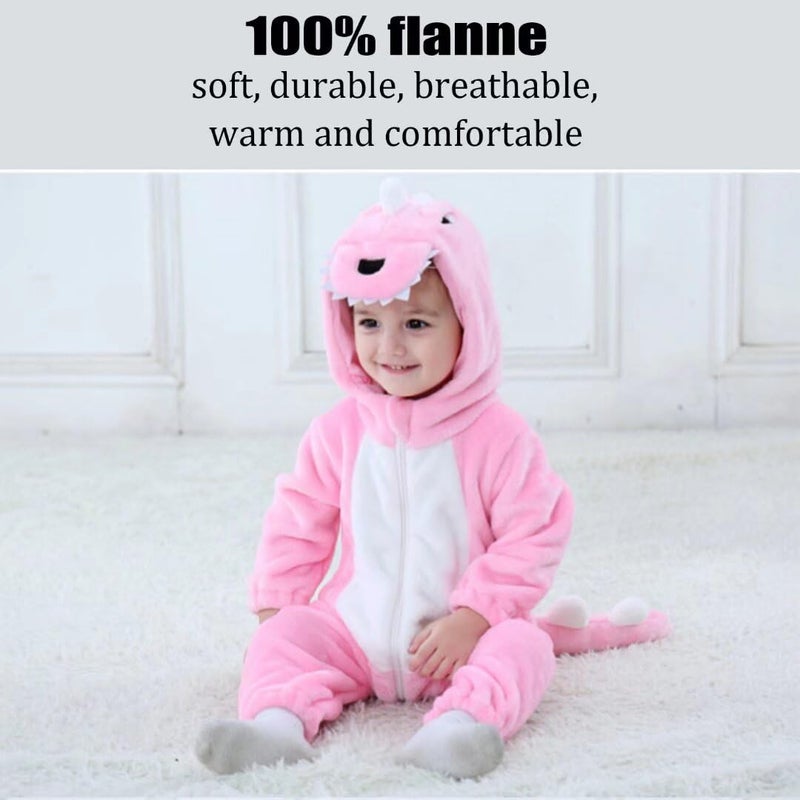 OLLULL Baby Pink Dinosaur Costumes Unisex Toddler Outfit Halloween Dress Up Romper 3-6 Months - Image 4